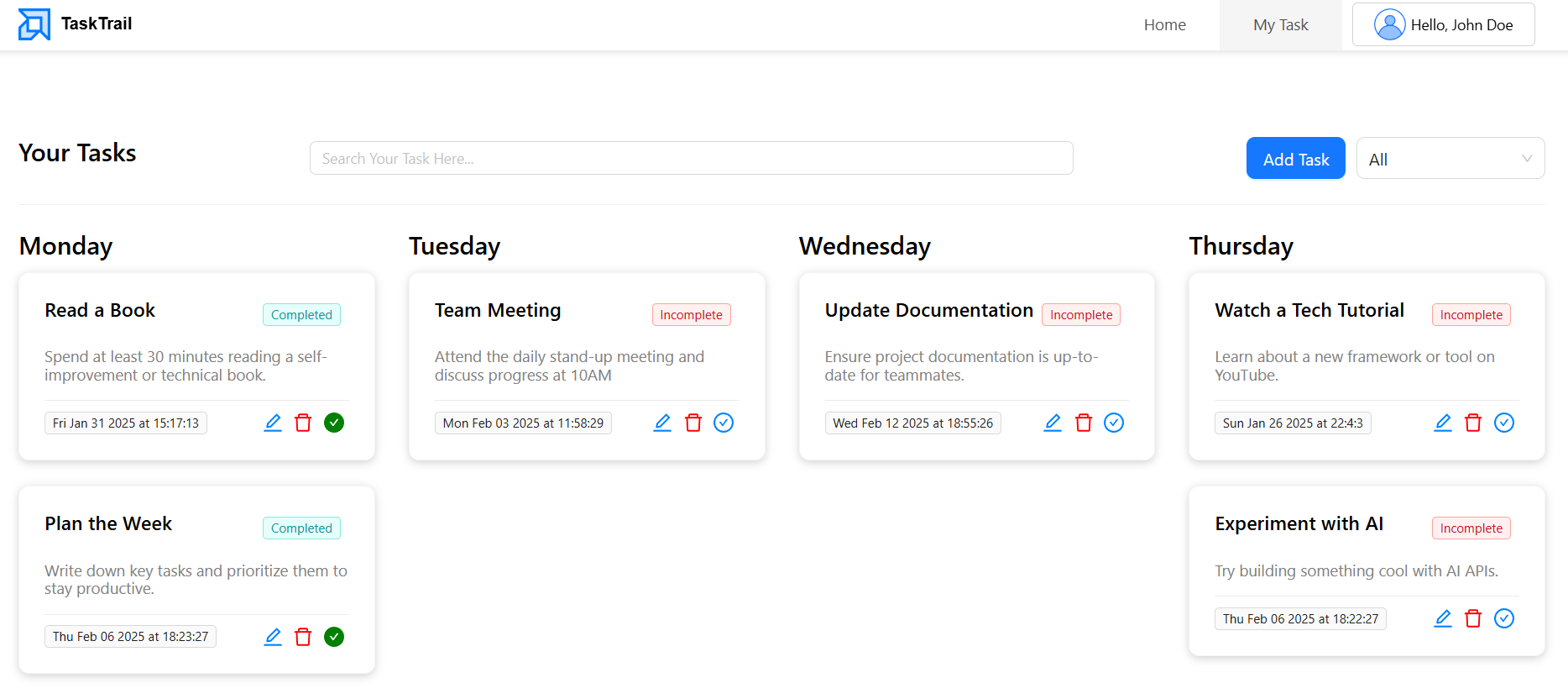 Task Trail Todo App preview 2